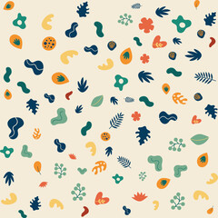 Abstract leaves and plants pattern