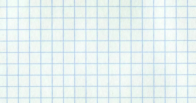 Exercise book grid raw 4K 4096 big cells horizontal move. Crazy doodle grunge paper scan pulsing stop motion blank background good for titles, intro, school, background, etc...