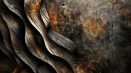 Flyer background featuring a fusion of abstract elements and textured wood, adding sophistication...