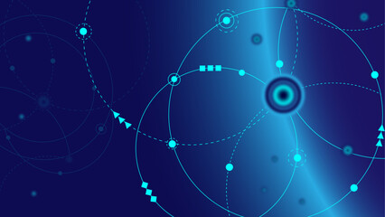 Naklejka premium Abstract line circle with points background. Global network connection or communication and social network concept background.