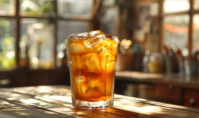 A refreshing glass of iced coffee on a sunny day