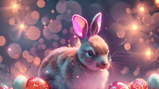 Easter bunny with futuristic visuals