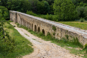Ansignan, France.  05-23-2024. Roman bridge and aqueduct at Ansignan in France.