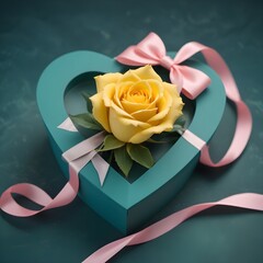 Beautiful Rose gift in heart shape box

