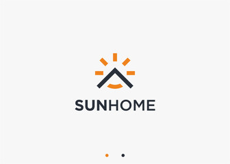 sun house logo design vector silhouette illustration
