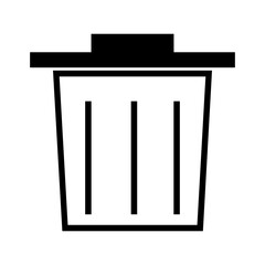 black and white trash bin