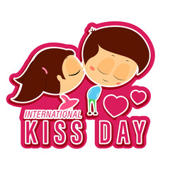 Vector illustration of International Kissing Day sticker on transparent background