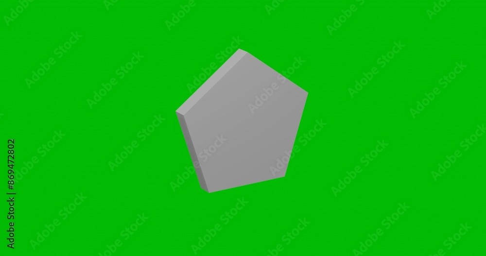 Poster animation of rotation of a white pentagon symbol with shadow. simple and complex rotation. seamless 