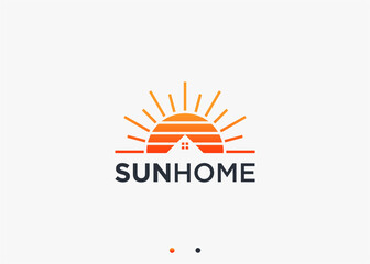 sun house logo design vector silhouette illustration