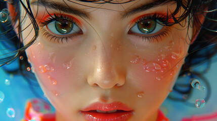 closeup girl face detail hd look at camera