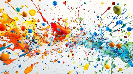 Multi-colored paint splatters arranged in a dynamic pattern, offering a visually stimulating backdrop.