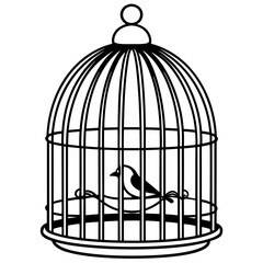 Silhouette of birdcage  vector  illustration 