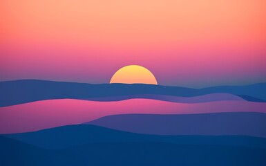 Obraz premium sunset over the mountains, yellow and orange sunset 