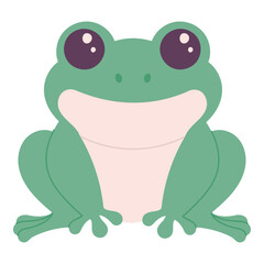 Green cute frog, vector illustration
