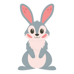 Cute gray rabbit, vector illustration