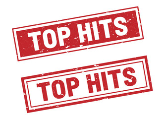 Top hits stamp sign red rectangle grunge style