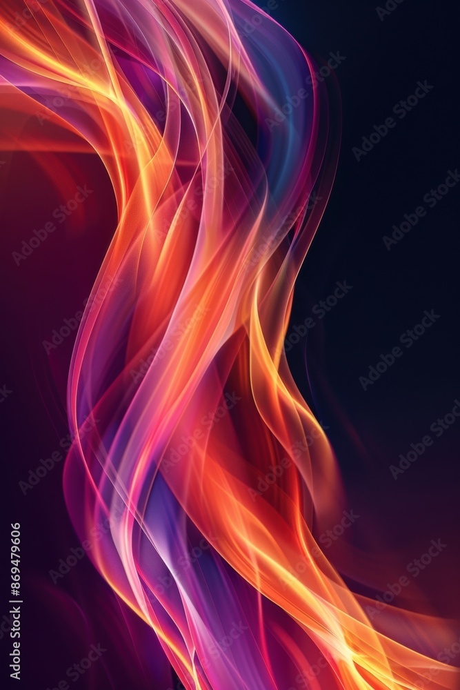 Poster vibrant abstract light trails with flowing colorful lines and dynamic motion on a dark background, c