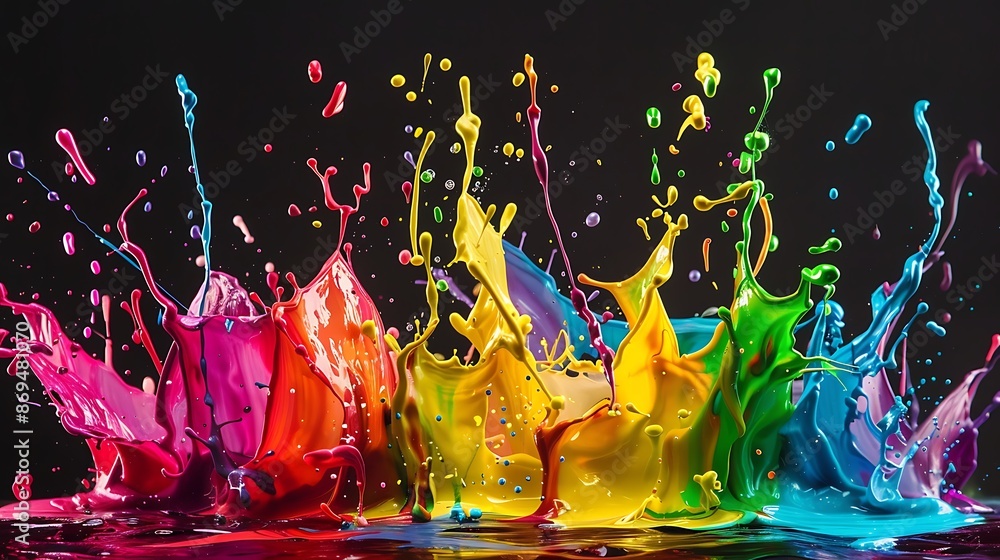 Aufkleber playful array of colorful paint splatters merging together to create a dynamic and engaging setting.