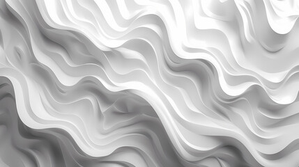 Obraz premium Abstract white wavy 3D surface background with flowing, smooth lines creating a sense of movement.