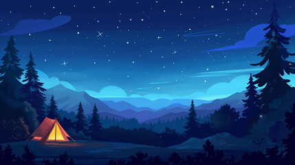 camping with beautiful night sky