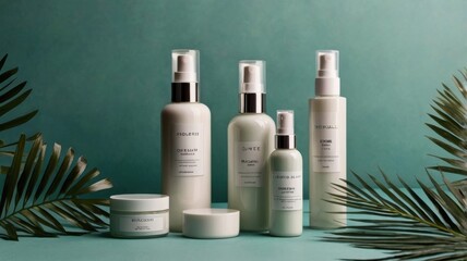 Minimalist Skincare Products with Natural Background