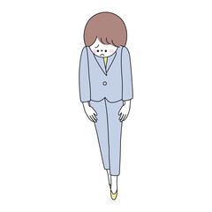 ち込んでぼんやりと無気力に歩くスーツの女性のイラスト