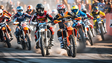 a group of people riding motorcycles 