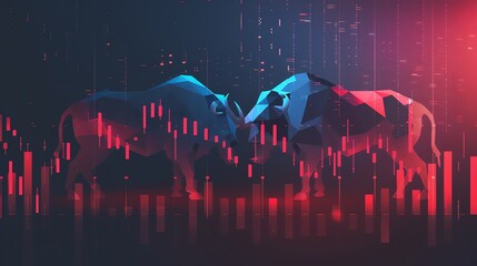 Stock market, bullish and bearish trends, flat design illustration
