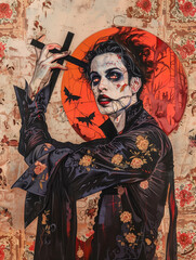 Fototapeta premium voodoo vampire surrealism painting - generative ai