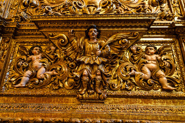 Beautiful interior of Church of St Anthony, Igreja de Santo Antonio in Lagos, Algarve, Portugal