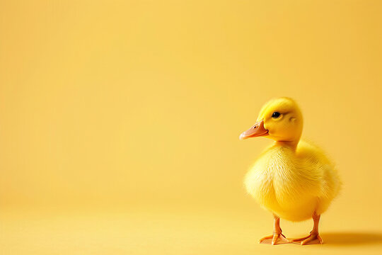 little funny duck on yellow background