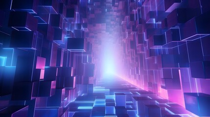 Obraz premium 3d rendering of purple and blue abstract geometric background. Scene for advertising, technology, showcase, banner, game, sport, cosmetic, business, metaverse. Sci-Fi Illustration. Product display