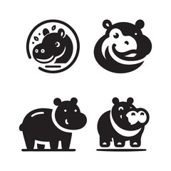 Hippopotamus Bundle Vector Design, Illustration