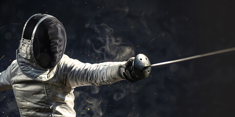 sport concept, fencing man over black background