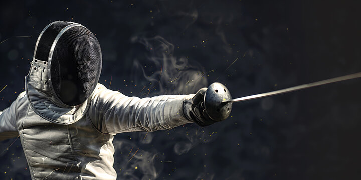 sport concept, fencing man over black background - Powered by Adobe