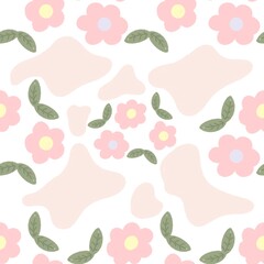 seamless pattern of flowers and leaves