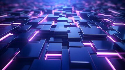 Obraz premium 3d rendering of purple and blue abstract geometric background. Scene for advertising, technology, showcase, banner, game, sport, cosmetic, business, metaverse. Sci-Fi Illustration. Product display