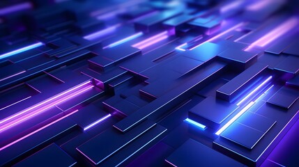 3d rendering of purple and blue abstract geometric background. Scene for advertising, technology, showcase, banner, game, sport, cosmetic, business, metaverse. Sci-Fi Illustration. Product display