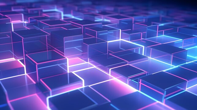 3d rendering of purple and blue abstract geometric background. Scene for advertising, technology, showcase, banner, game, sport, cosmetic, business, metaverse. Sci-Fi Illustration. Product display