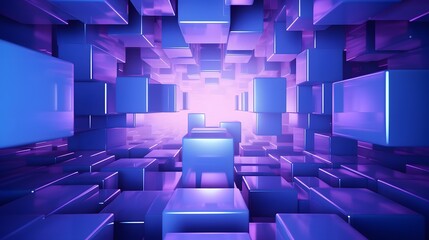 Fototapeta premium 3d rendering of purple and blue abstract geometric background. Scene for advertising, technology, showcase, banner, game, sport, cosmetic, business, metaverse. Sci-Fi Illustration. Product display