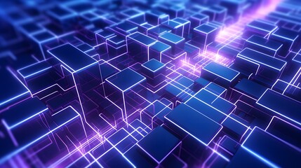 3d rendering of purple and blue abstract geometric background. Scene for advertising, technology, showcase, banner, game, sport, cosmetic, business, metaverse. Sci-Fi Illustration. Product display