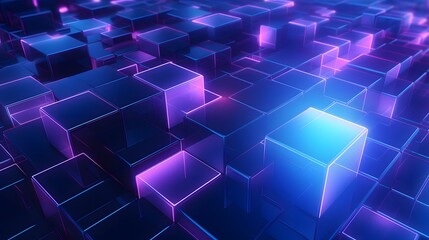 3d rendering of purple and blue abstract geometric background. Scene for advertising, technology, showcase, banner, game, sport, cosmetic, business, metaverse. Sci-Fi Illustration. Product display