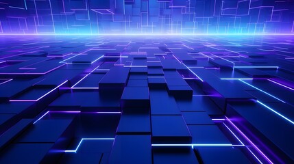 Fototapeta premium 3d rendering of purple and blue abstract geometric background. Scene for advertising, technology, showcase, banner, game, sport, cosmetic, business, metaverse. Sci-Fi Illustration. Product display