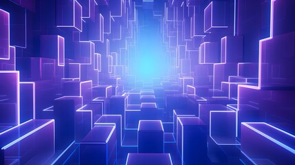 3d rendering of purple and blue abstract geometric background. Scene for advertising, technology, showcase, banner, game, sport, cosmetic, business, metaverse. Sci-Fi Illustration. Product display