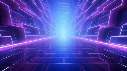3d rendering of purple and blue abstract geometric background. Scene for advertising, technology, showcase, banner, game, sport, cosmetic, business, metaverse. Sci-Fi Illustration. Product display