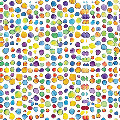 Colourful seamless pattern with watercolour dots.