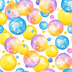 Colourful seamless pattern with watercolour dots.
