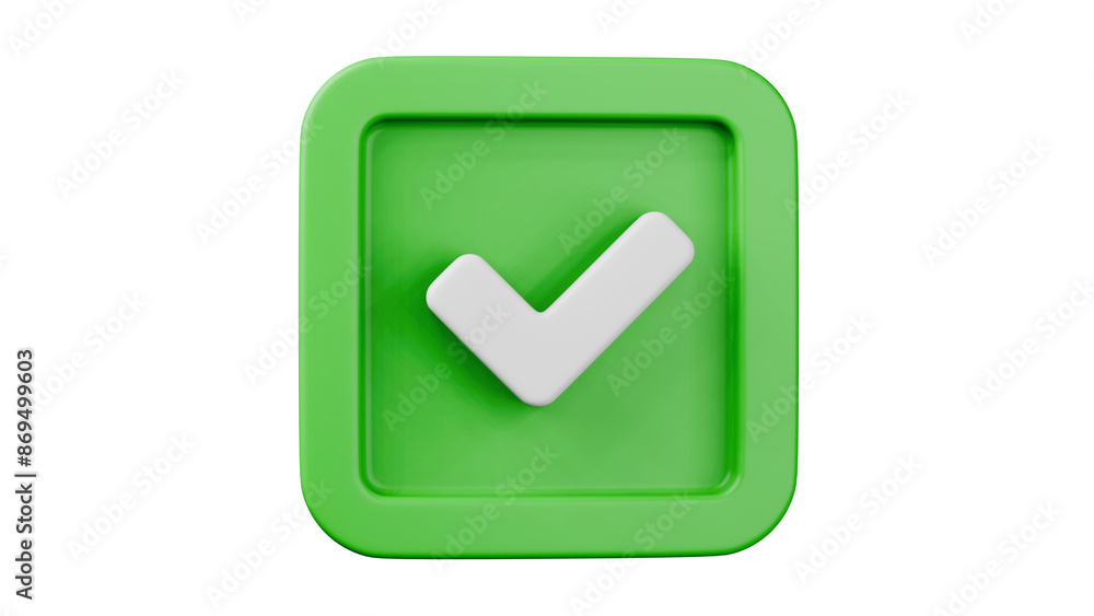 Poster 3d ok confirm agree yes checkbox icon on transparent background