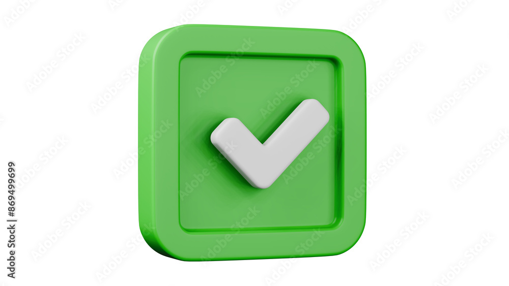 Poster 3d ok confirm agree yes checkbox icon on transparent background