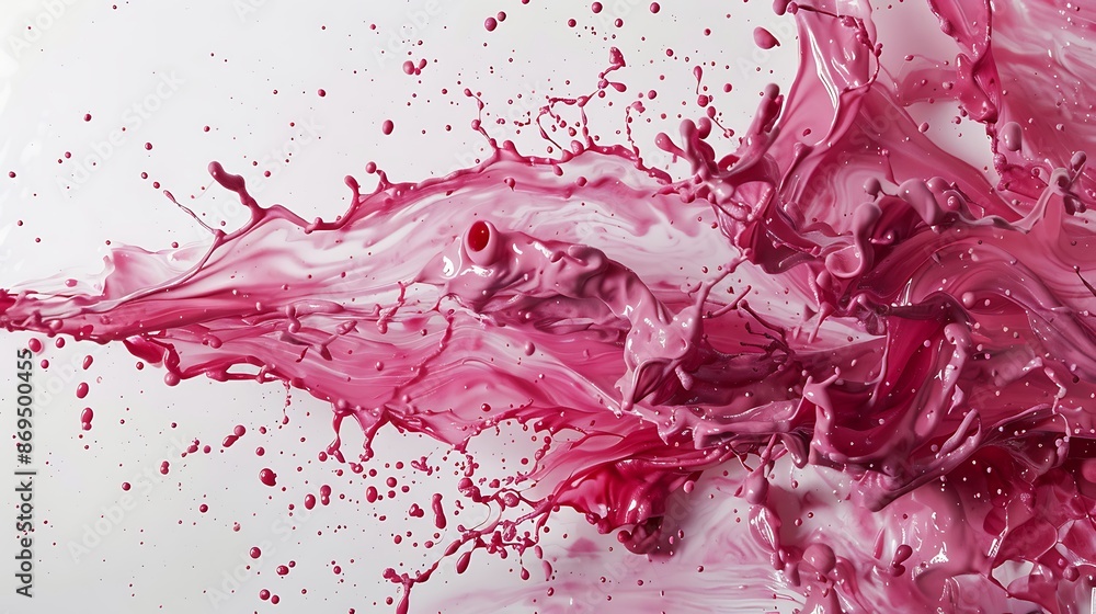 Aufkleber ruby paint splashes overlapping and intertwining, creating a mesmerizing visual effect on white.